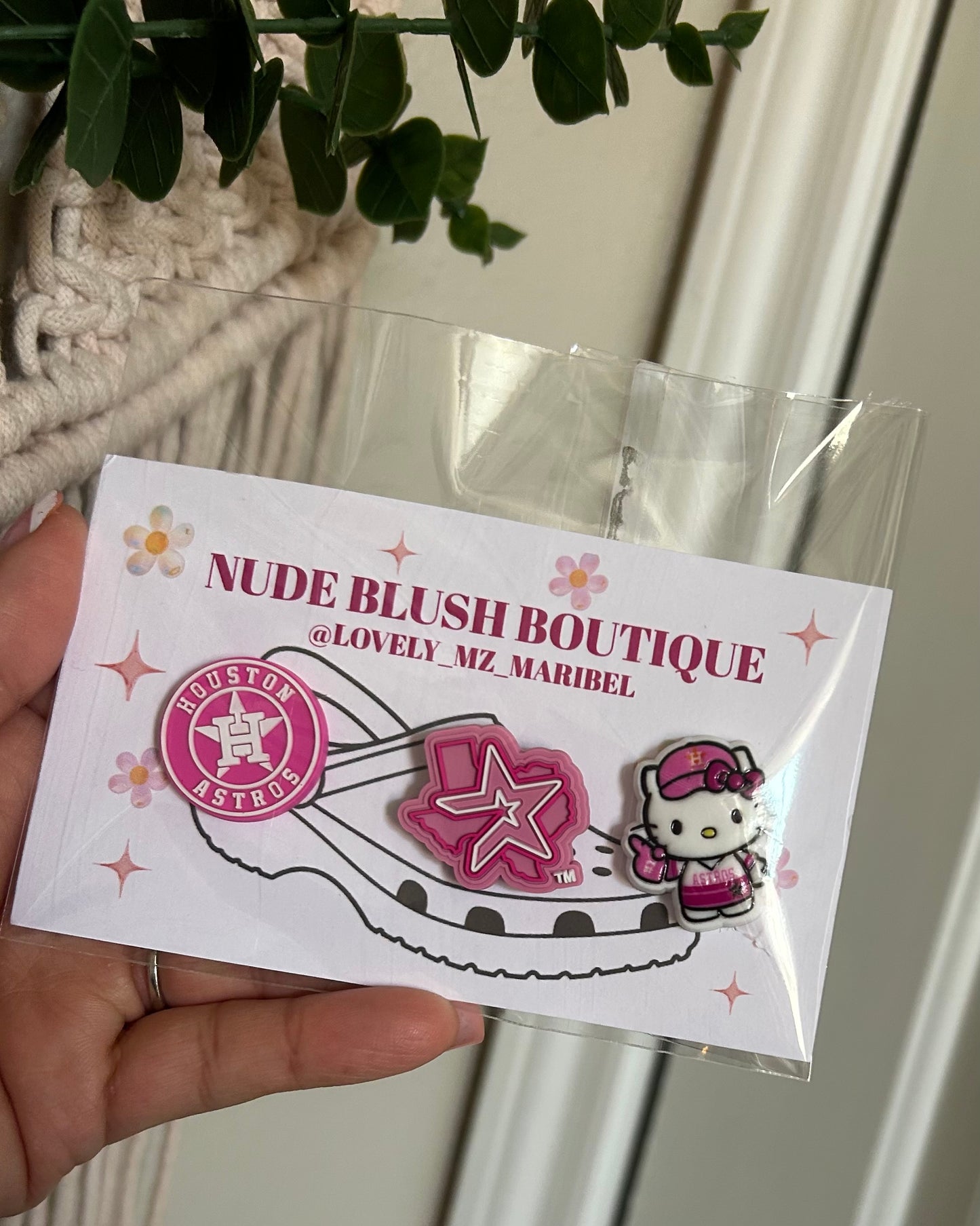 Astros Pink Shoe Charms