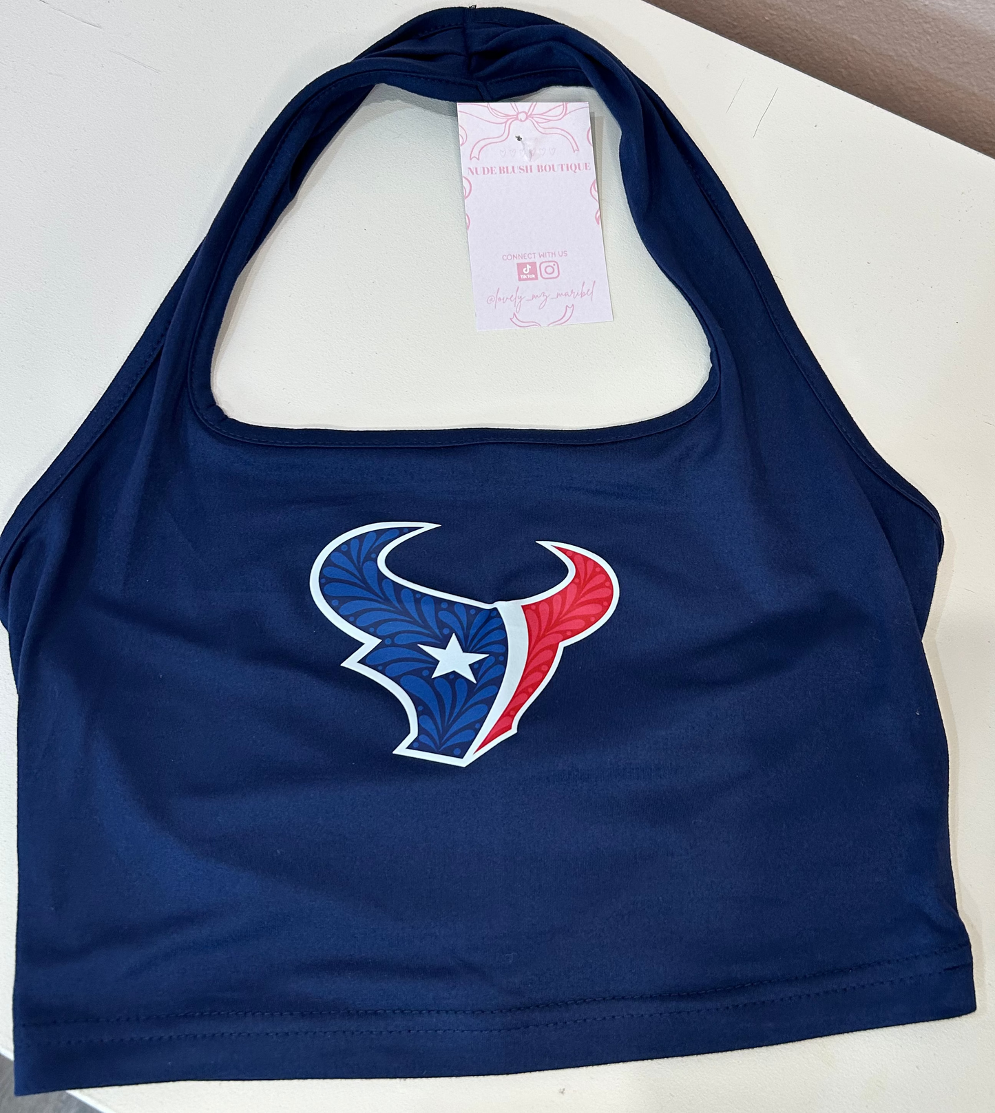 texans halter crop top